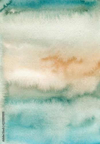 Принти на полотні Hand drawn green and orange watercolor background.