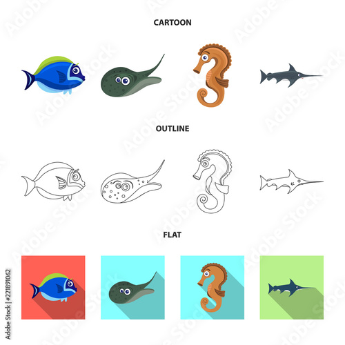 Vector design of sea and animal logo. Collection of sea and marine stock vector illustration.