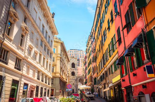 Beautiful cozy streets of Genoa in  summer day, Liguria, Italy © Olena Zn