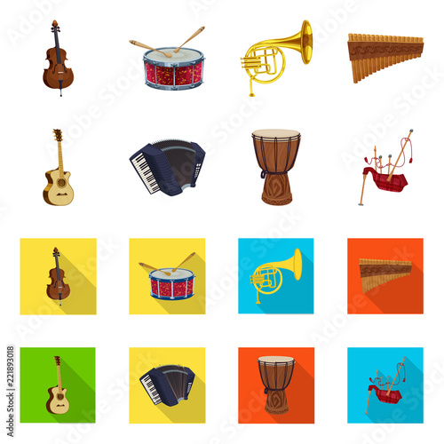 Vector design of music and tune sign. Set of music and tool stock vector illustration.