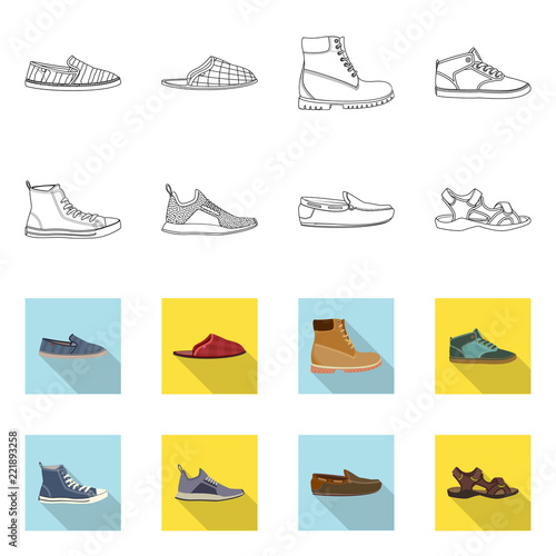 Isolated object of man and foot logo. Collection of man and wear stock vector illustration.