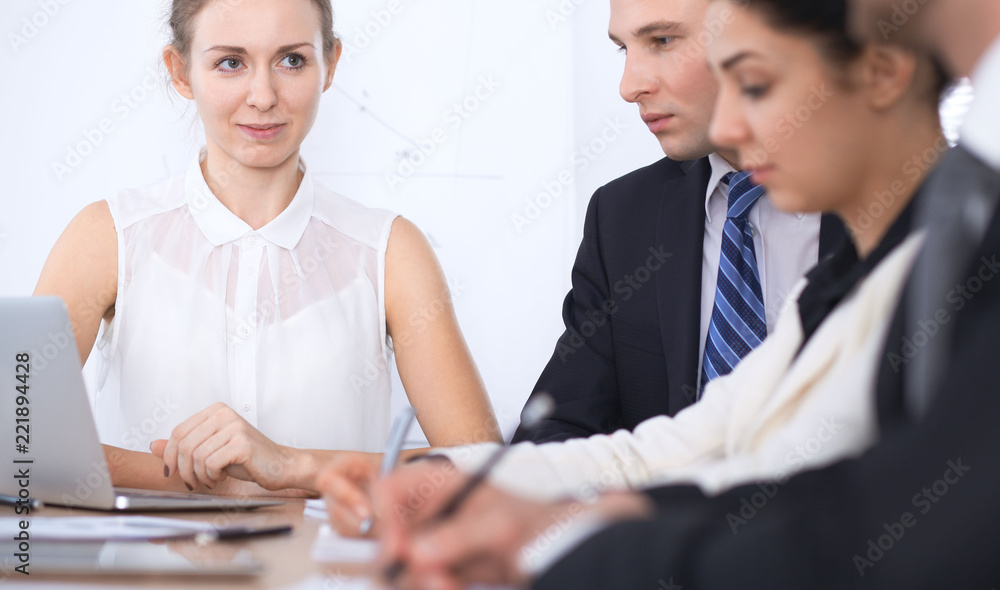 Business people at  meeting in office background. Successful negotiation of business team or lawyers