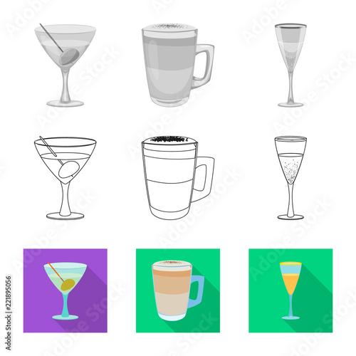 Vector design of drink and bar logo. Collection of drink and party stock vector illustration.