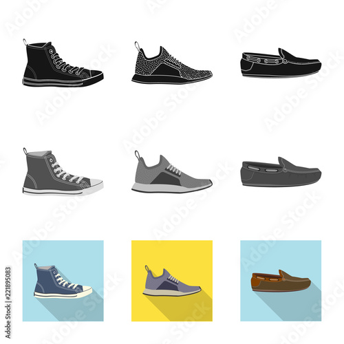 Vector illustration of man and foot logo. Collection of man and wear vector icon for stock.