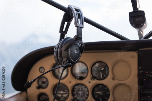 Aircraft Headset in cockpit photo