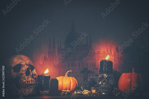Human skull, Halloween conc...