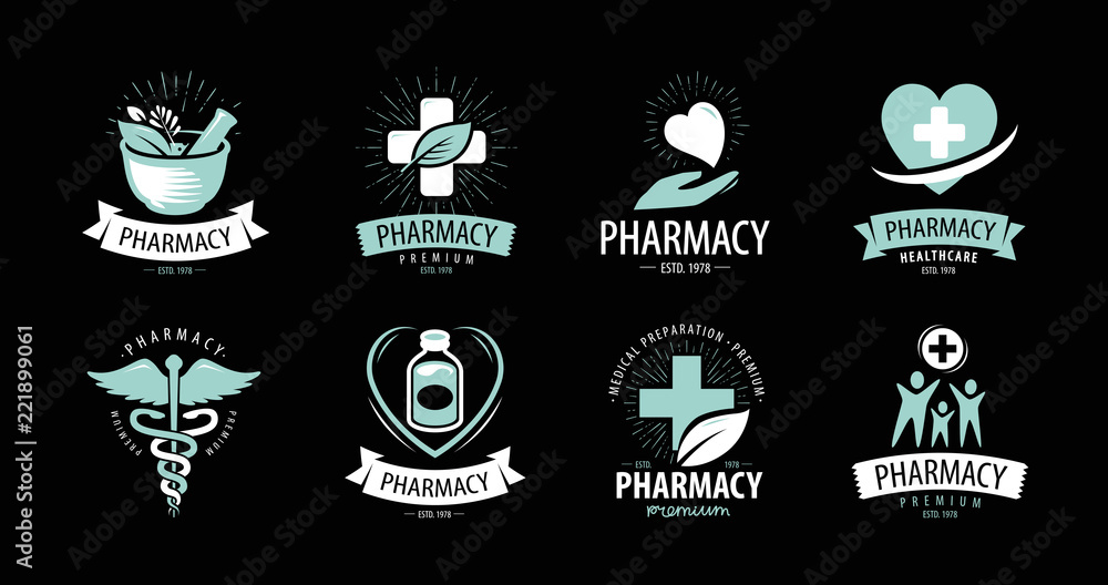 Pharmacy, drugstore logo or label. Medicine, health symbol. Vector ...