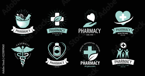 Pharmacy, drugstore logo or label. Medicine, health symbol. Vector concept