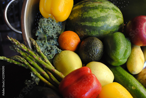 Over Bowl of Fruit & Vegetables
