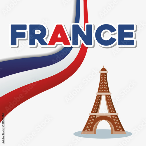 france culture card with flag and eiffel tower