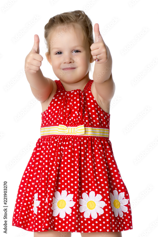Little girl holding her thumb up Little girl holding her thumb up