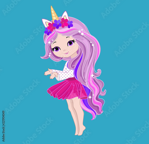 Illustration of a cute unicorn girl.