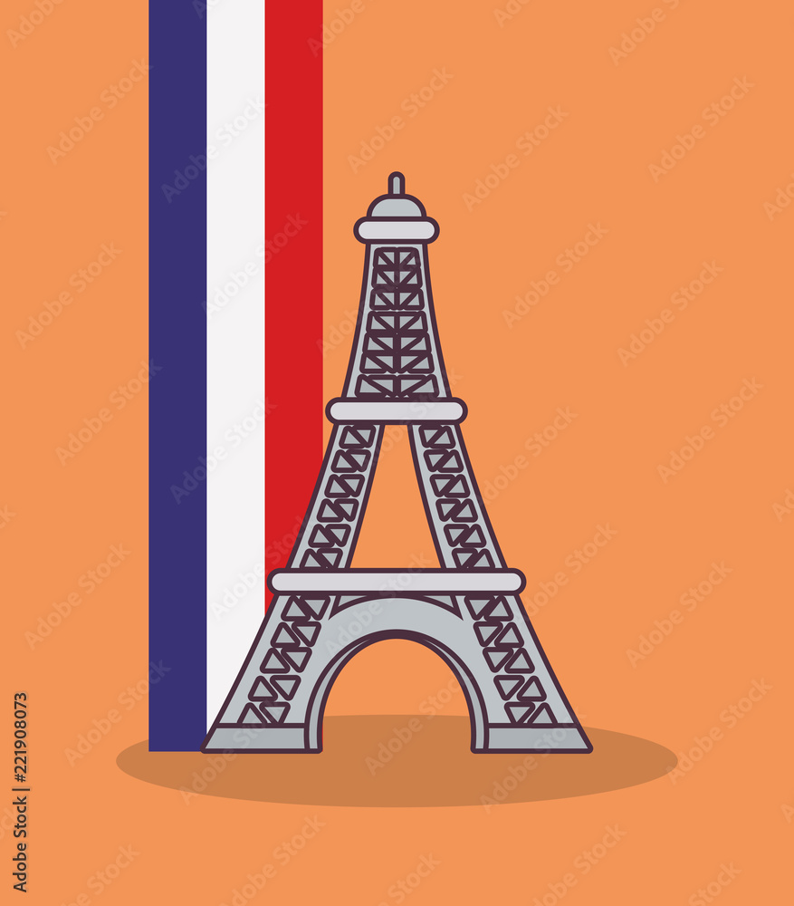 france culture card with flag and eiffel tower