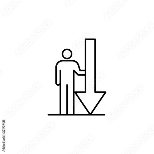 arrow down icon. Element of conceptual figures icon for mobile concept and web apps. Thin line arrow down icon can be used for web and mobile