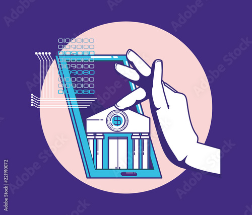 hand using smartphone with fintech concept