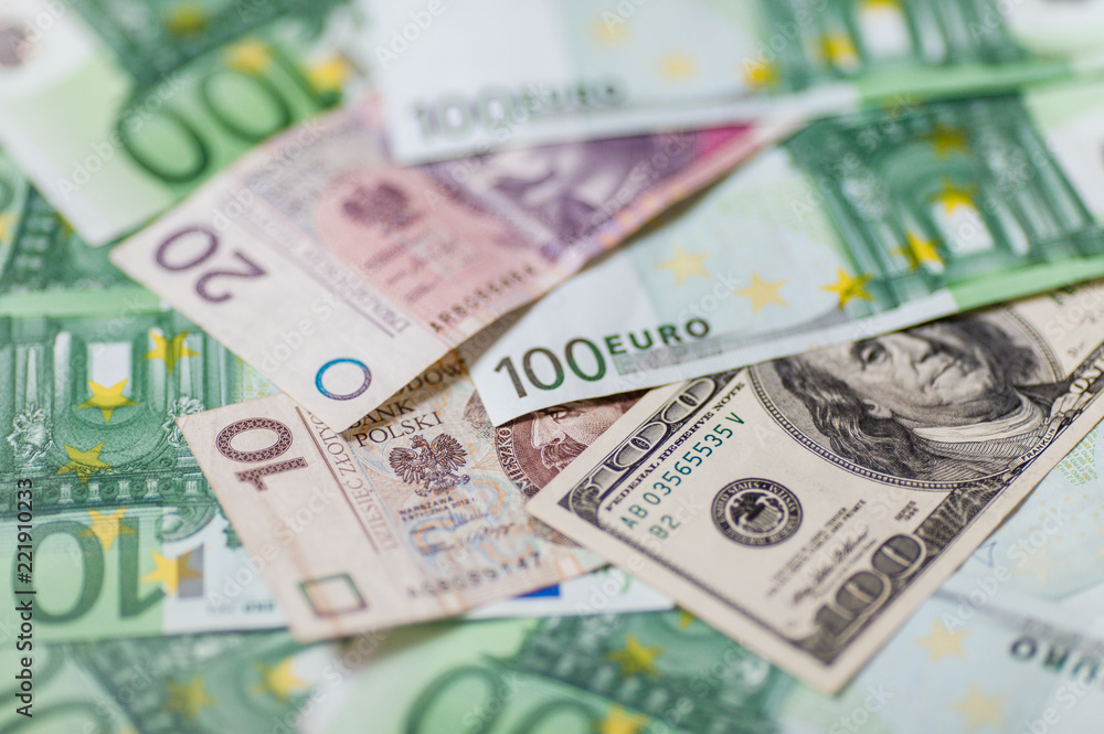 Euro Money. euro cash background. Several hundred euro banknotes