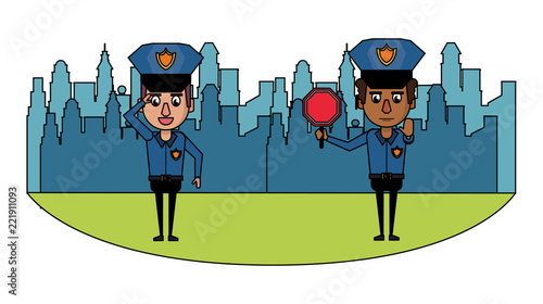 Cops in the city colorful