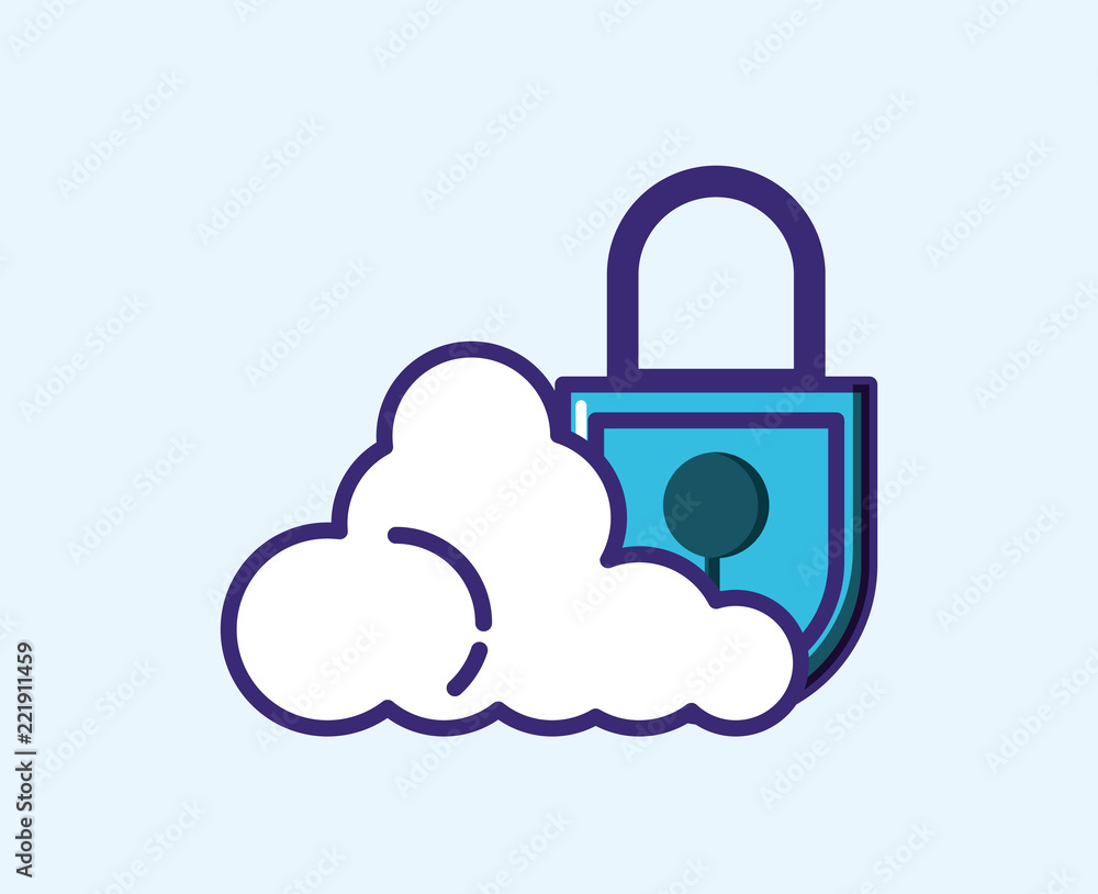 safe secure padlock with cloud computing safe secure padlock with cloud computing