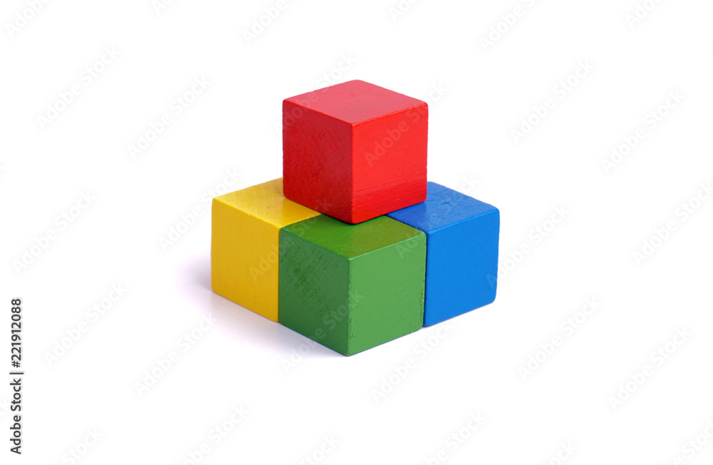 multi colored wooden block on white background multi colored wooden block on white background