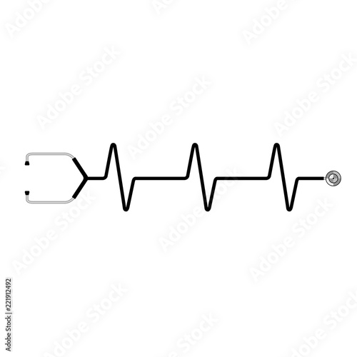 Isolated stethoscope icon with cardiogram form. Vector illustration design