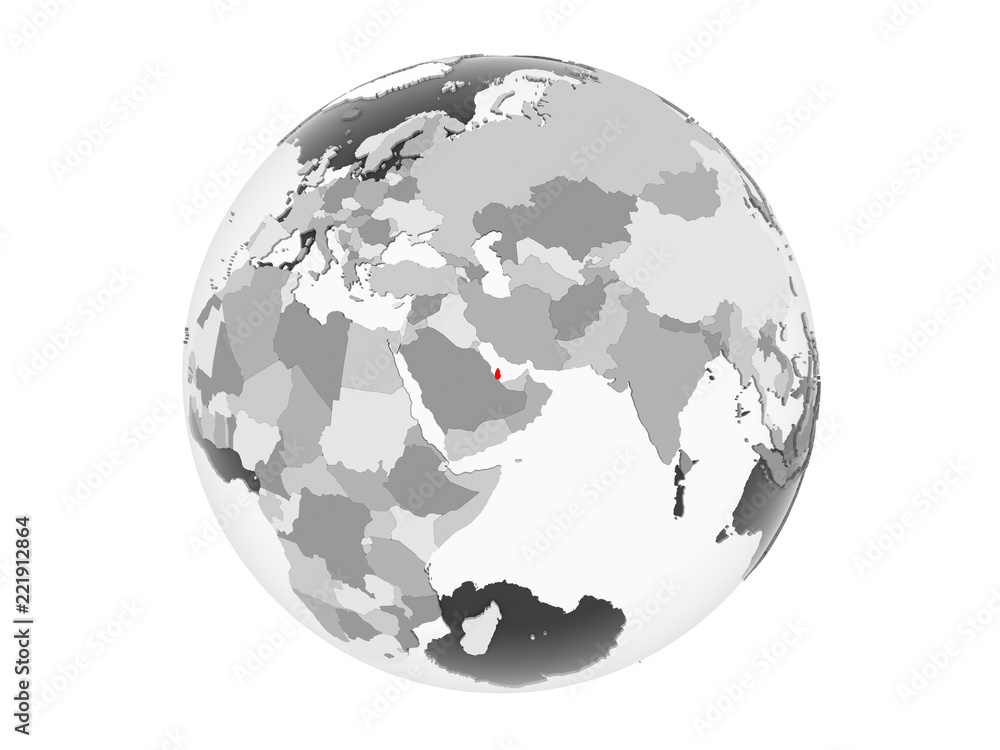 Qatar on grey globe isolated Qatar on grey globe isolated