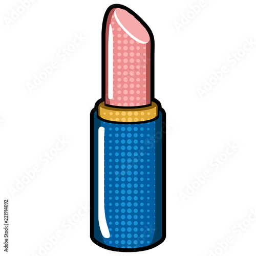 Isolated lipstick icon. Comic pop art. Vector illustration design