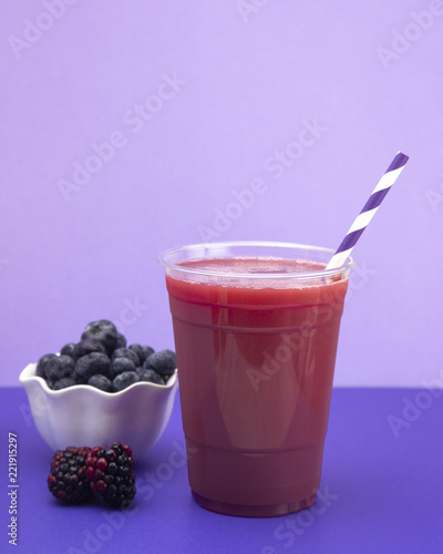 Berry Smoothie in a Plastic Disposable Cup