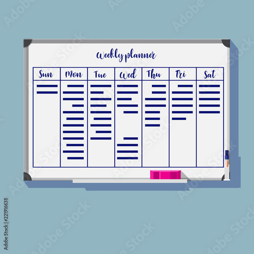 weekly planner on white board vector flat design.