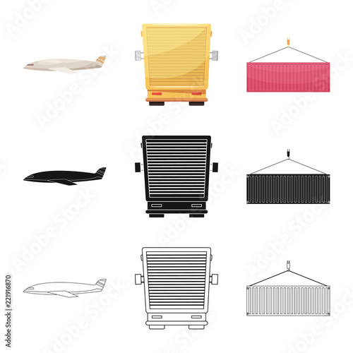 Vector design of goods and cargo logo. Collection of goods and warehouse stock symbol for web.