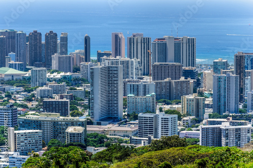 Canvas Print Waikiki Beach and Honolulu
