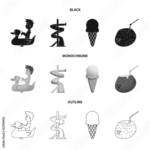 Vector design of pool and swimming icon. Collection of pool and activity stock vector illustration.