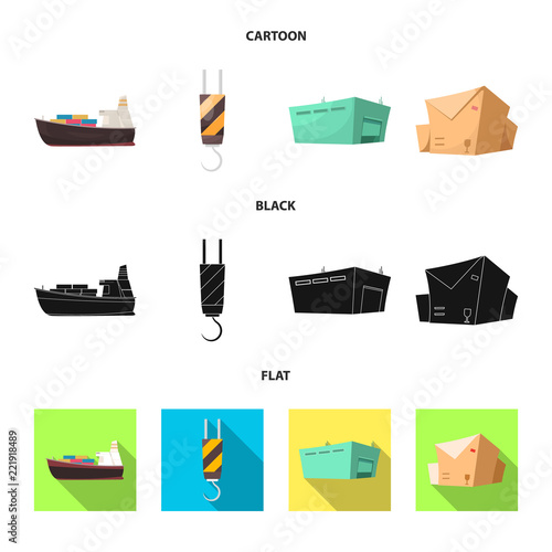 Vector illustration of goods and cargo logo. Collection of goods and warehouse stock symbol for web.
