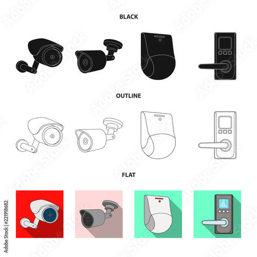 Vector illustration of cctv and camera symbol. Set of cctv and system stock vector illustration.