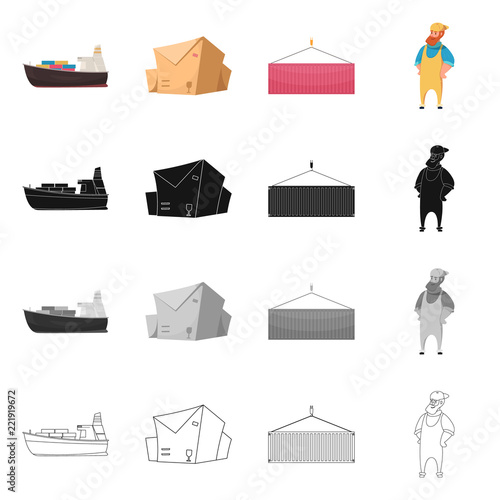 Vector design of goods and cargo sign. Collection of goods and warehouse stock vector illustration.