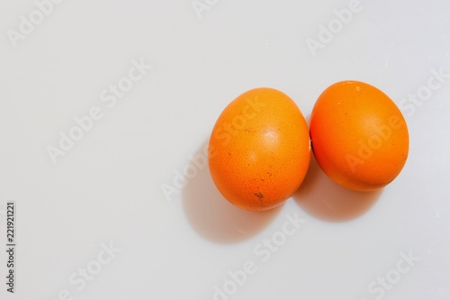 2 eggs on a white background. Isolate.