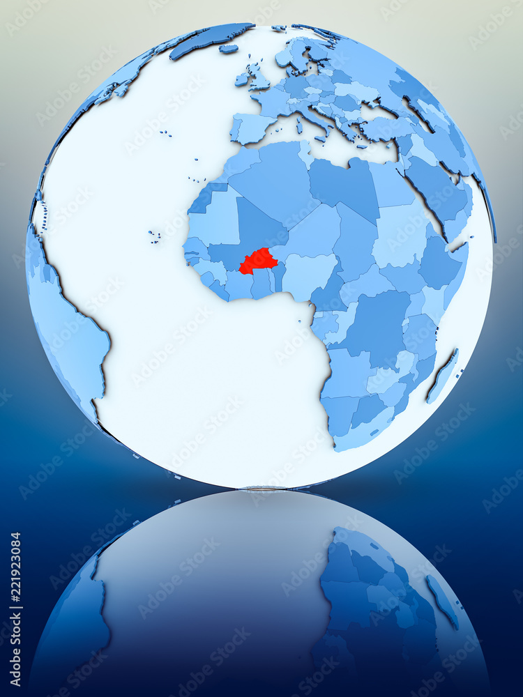 Obraz premium Burkina Faso on blue globe