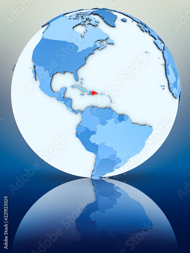 Dominican Republic on blue globe