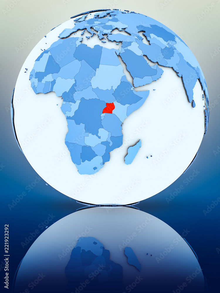 Obraz premium Uganda on blue globe