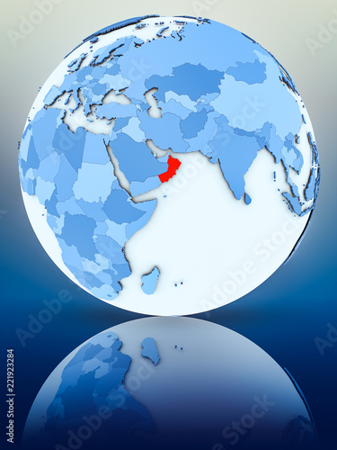 Oman on blue globe