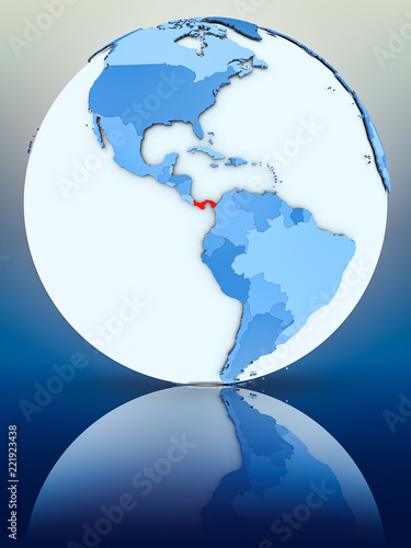 Panama on blue globe