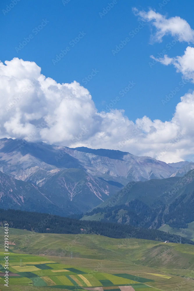 Mountains and meadows near Qilian, Qinghai, China