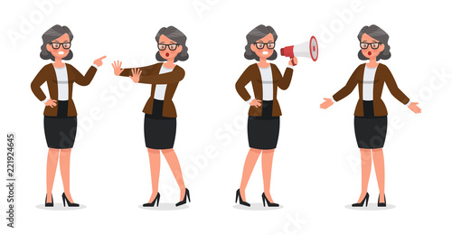 set of business woman working in office character vector design no4