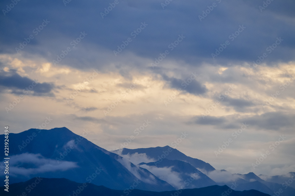 Mountains at dusk near Qilian, Qinghai, China Mountains at dusk near Qilian, Qinghai, China
