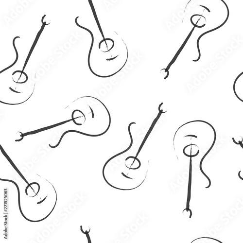 Hand drawn guitar seamless pattern vector illustration