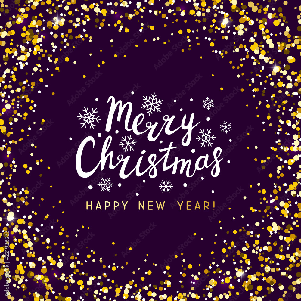 Christmas background with golden round frame Christmas background with golden round frame