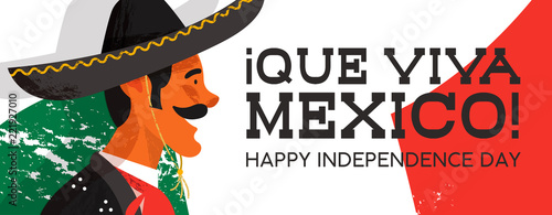 Mexico Independence Day banner of mariachi man