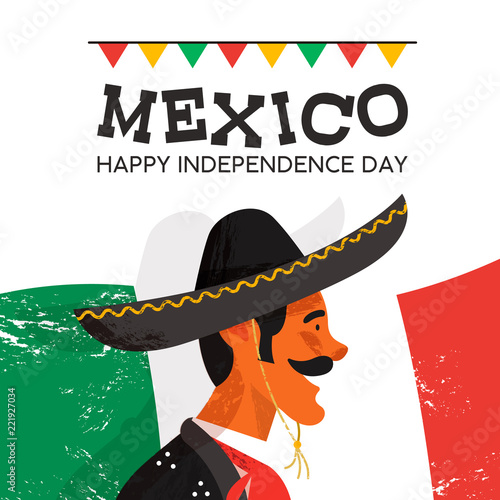 Mexico Independence Day card of mariachi man