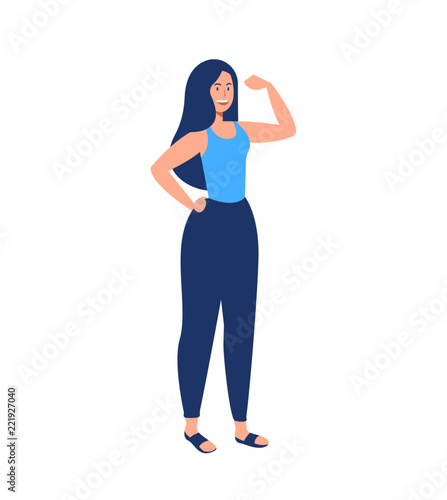 Strong girl concept flexing arm for women power