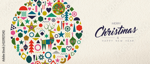 Christmas and New Year retro folk art decoration