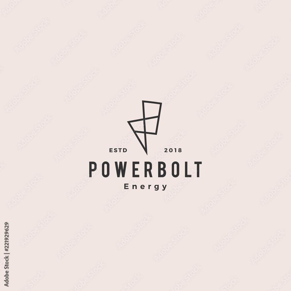 Fototapeta premium lightning bolt power logo vintage retro hipster vector icon symbol sign